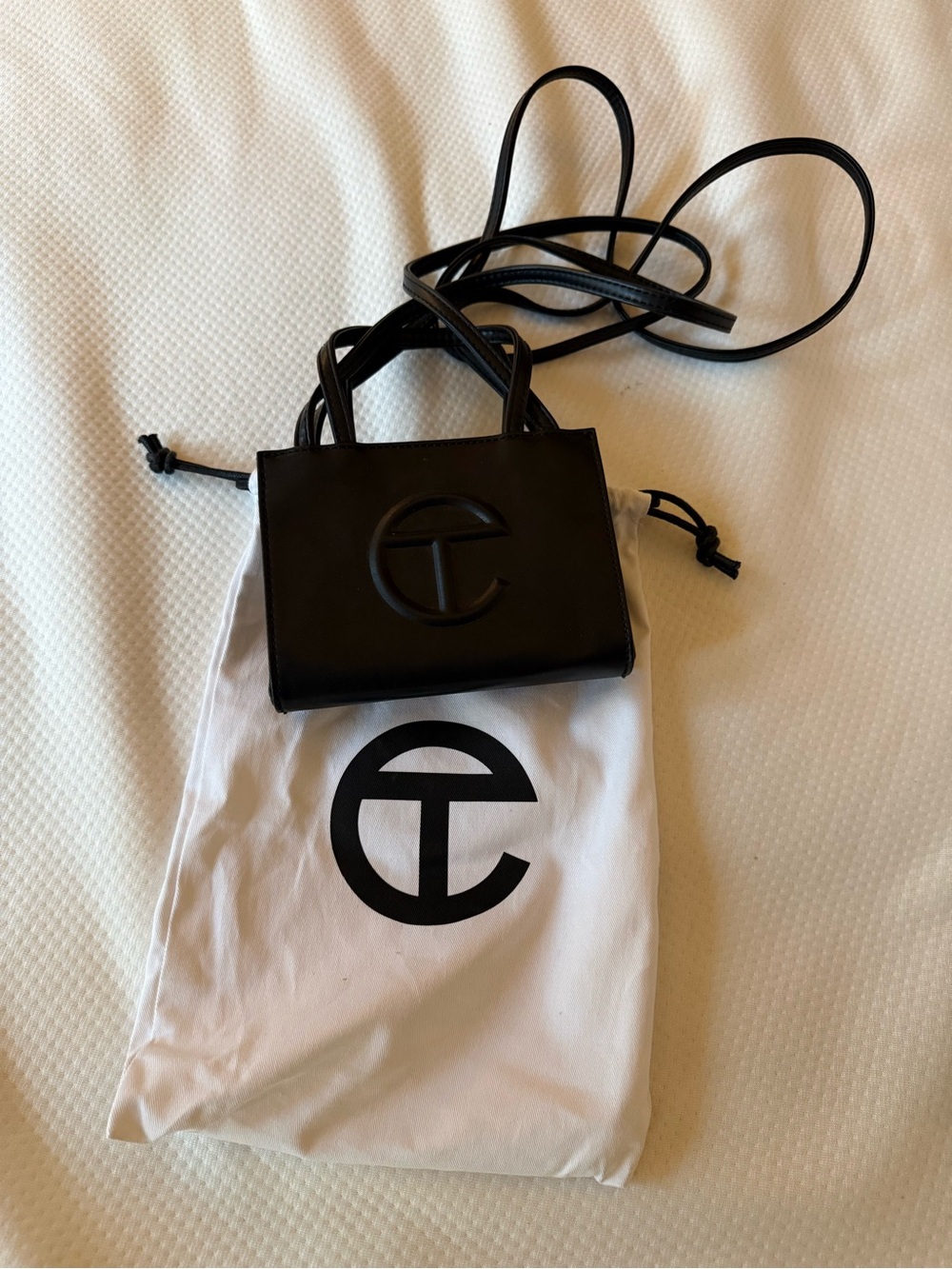 Telfar Mini Black Leather Shopping Bag - Black